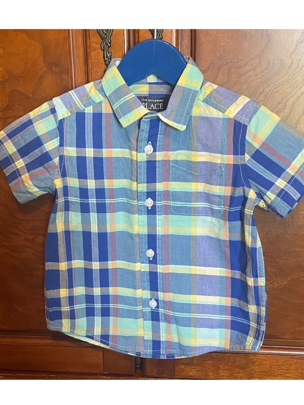 The Children's Place Plaid Short-Sleeve Button-Up